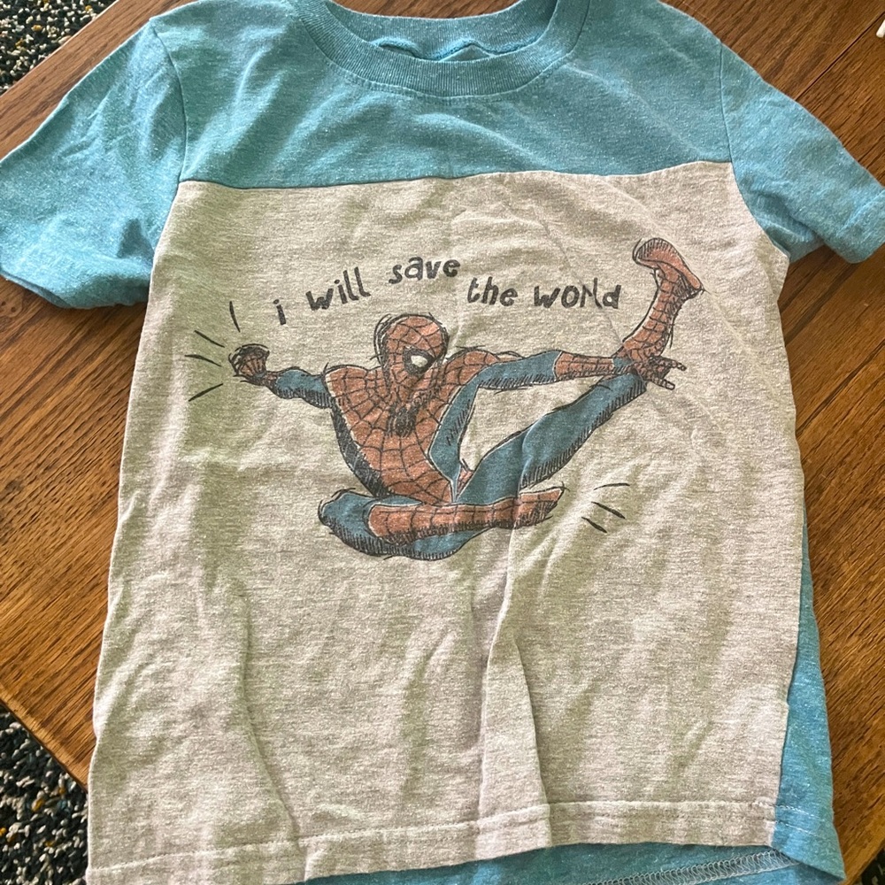 Marvel 5T light blue/grey Spider-Man shirt